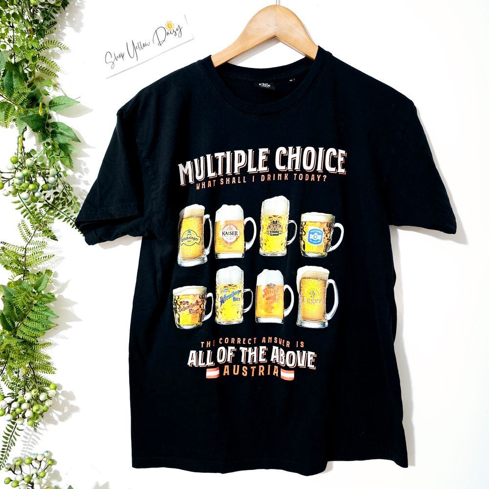 Fox Originals Austria Beer Multiple Choice Graphic T-Shirt Black Medium Humor